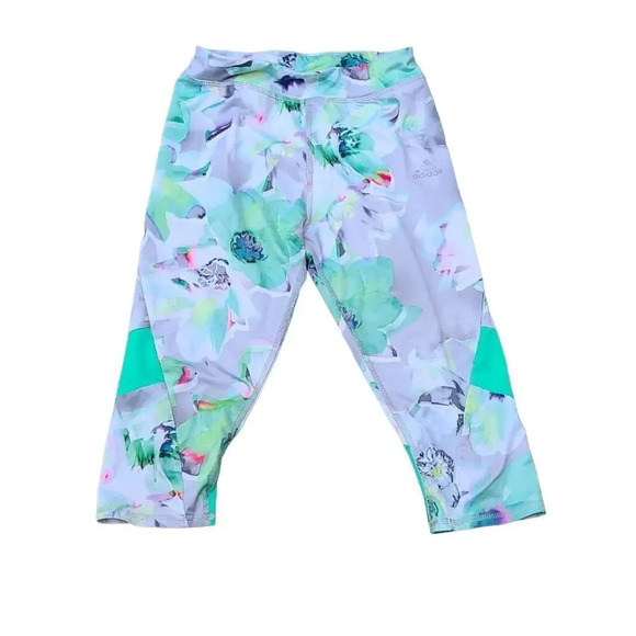Adidas Big Girl Alpha Printed Capri tights -M - Picture 1 of 4